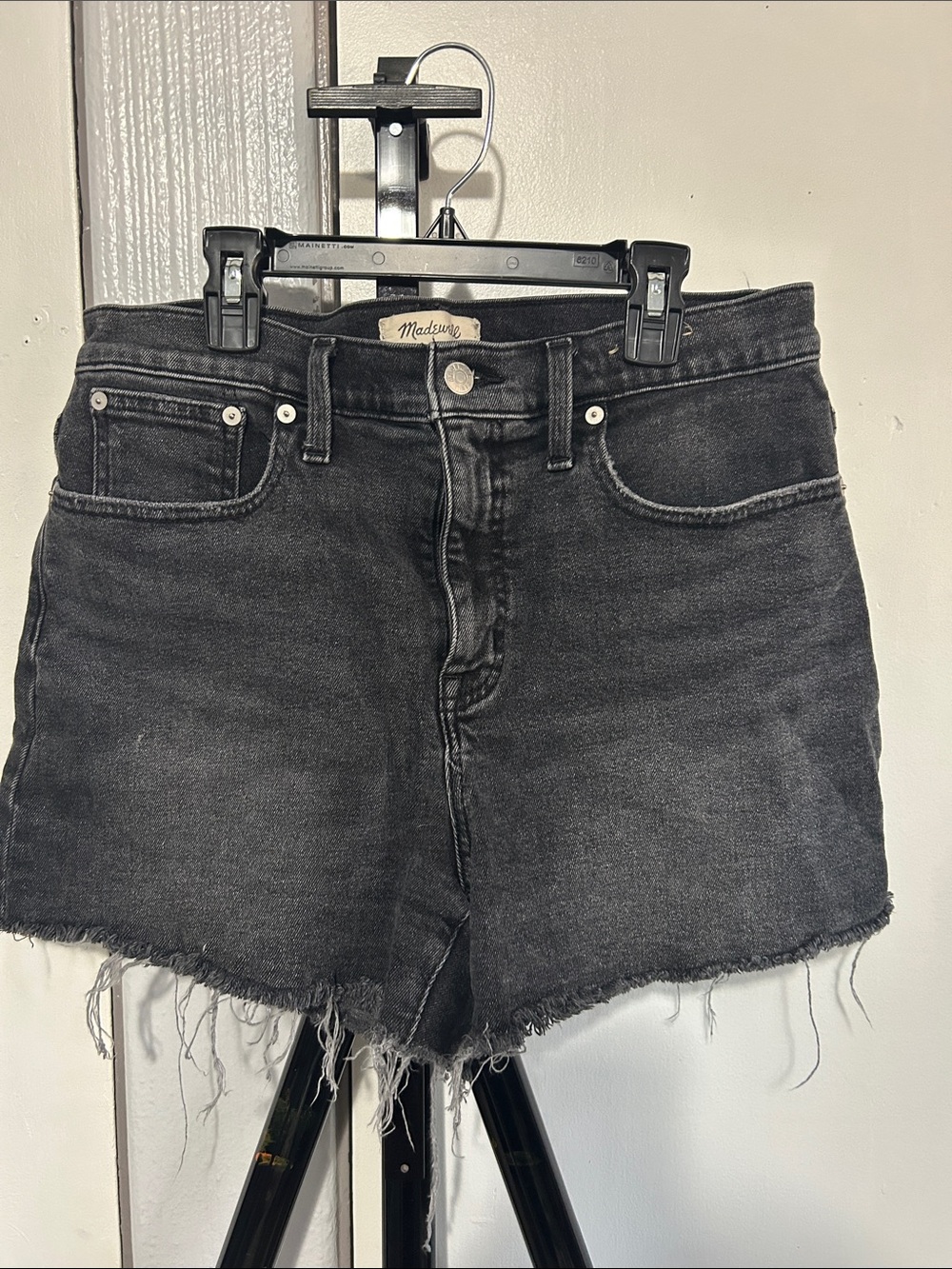 Madewell Washed Black Denim Cutoff Shorts